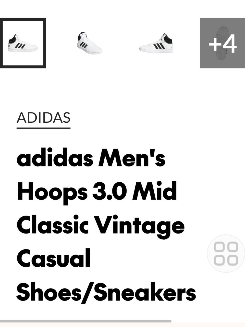 adidas Men's Hoops 3.0 Mid Classic Vintage Sneaker - White/Black